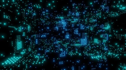 Digital binary code matrix abstract background - 3D rendering