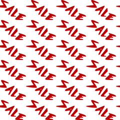 seamless pattern consisting of the repeating word sale in red and white colors