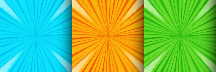 Fototapeta premium Collection of trhree comic style background