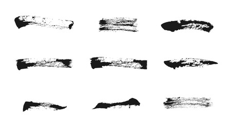 Ink brush strokes collection. Freehand drawing elements. Vector grunge paintbrush set