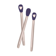 Cute matches vector hand-drawn, isolated on white background. Stock illustration colored matches.