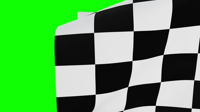 Chequered flag over greenscreen for video transition to indicate that the race is officially finished. 3d rendering