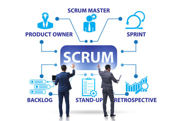 Businessman in SCRUM agile method concept