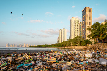 contaminated beach skyline