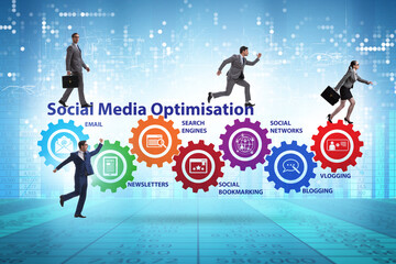 Social media optimisation concept with business people