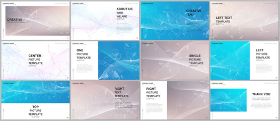 Presentation design vector templates, multipurpose template for presentation slide, flyer, brochure cover, infographic report presentation. Wave flow background for science or medical concept design.