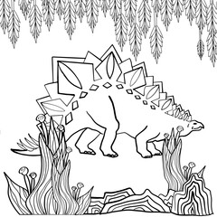 Stegosaurus. Coloring book for children and adults.
