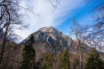 Mountain peak in Romanian Carpathians near Bucegi in winter