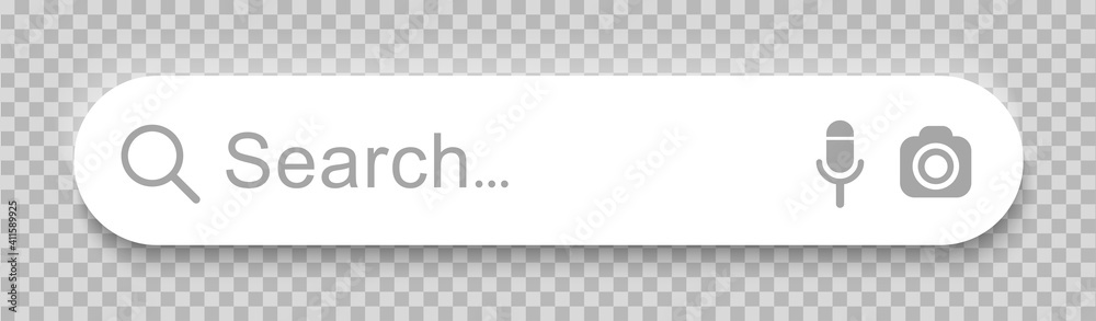 Fototapete White search bar web page internet browser button, search box template isolated, search box with shadow on transparent background - stock vector