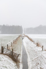 Small canal in winter landscape