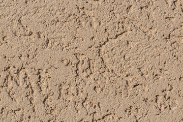 A background of beige sand and cement with curved lines. Close-up
