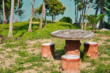 wooden bench in the park