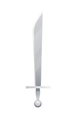 One-handed single-edged european sword medieval weapon used by foot-soldiers vector illustration on white background