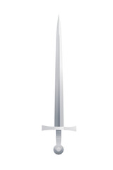 Short sword with metal handle medieval knight weapon vector illustration on white background