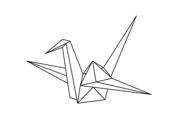 Origami paper crane bird. Geometric line shape for art of folded paper. Japanese origami. Vector illustration. - obrazy, fototapety, plakaty
