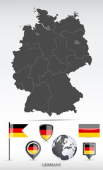 Fototapeta premium Germany map and flag set