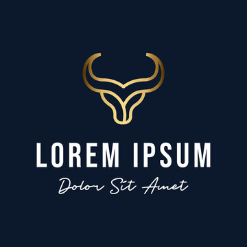 Gold Bull Minimalist Logo Design Premium