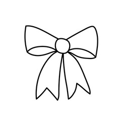 Illustration with a baby bow on a white isolated background. Vector clip art in doodle style for a children's store, website, postcard or poster.