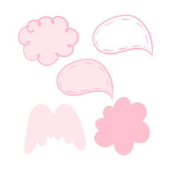 set of vector frames of different shapes in pink color, hand-drawn