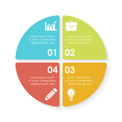 Vector circle infographic template for round diagram, graph, web design. Business concept with 4 steps, options or processes. Isolated on white background.