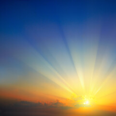 Fototapeta premium Amazing summer sunrise background. Beautiful sunset.
