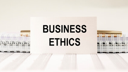 Business ethics inscription. Concept of corporate professional moral principles