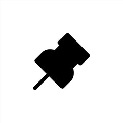 Paper pin icon in glyph or jet black style. Vector