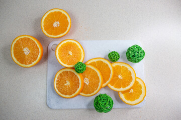 sliced ​​orange in the kitchen
