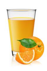 Glass of orange juice isolated on white. 3D rendering illustration.