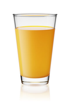 Glass of orange juice isolated on white. 3D rendering illustration.