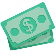 Dollar money 3D rendering set isolated