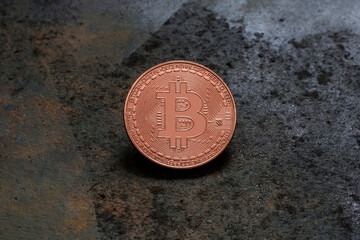 Obraz na płótnie Canvas bitcoin logo coinon rusty metal background