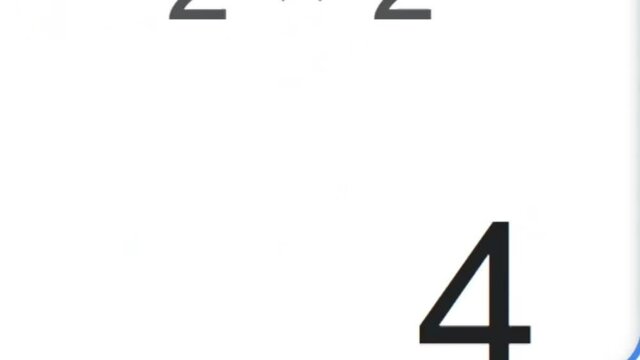 Close-Up View of Math Multiplication With Calculator.  Screen Viewpoint of Mathematics Multiplying Two 2 Times Two 2 Equals Four 4. Computer Phone Device Monitor Multiply Numbers Together.