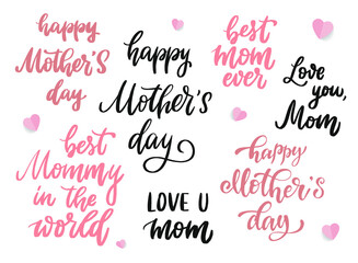 set of Mother's day hand lettering quotes for prints, cards, invitations, etc. EPS 10