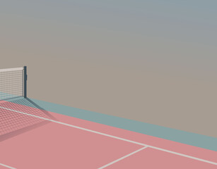 peaceful sweet pastel tennis court, modern - vintage style background illustration, minimal - nostalgic feeling