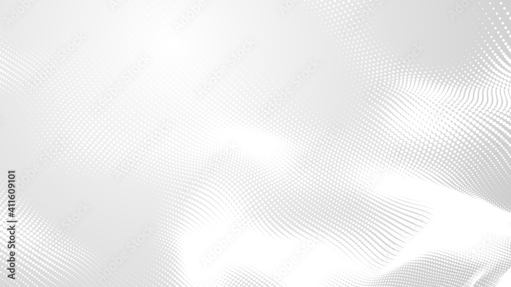 Fototapete dot white gray wave light technology texture background. abstract big data digital concept. 3d rende