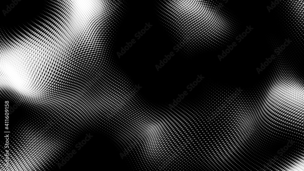 Canvas Prints dot white black wave technology texture background. abstract big data digital concept. 3d rendering.