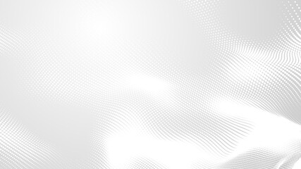 Obraz premium Dot white gray wave light technology texture background. Abstract big data digital concept. 3d rendering.