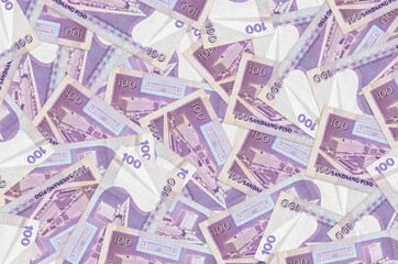 100 Philippine piso bills lies in big pile. Rich life conceptual background