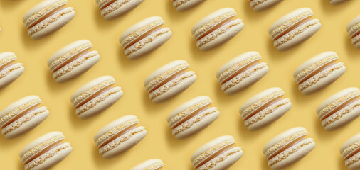 macaroon cake on colored background
