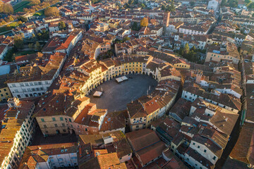 Lucca Square Tuscany  Italy in summer time