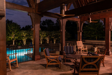 Night Scene with Outdoor Patio and Poor