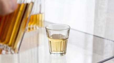 Alcoholic spirits and drinks concept background, with copy space