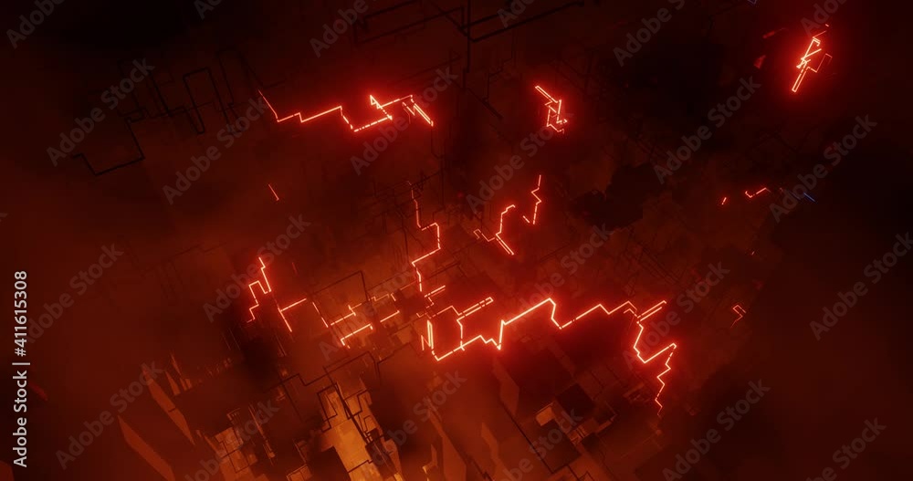 Poster dark web neon tech digital abstract background. circuit and data glowing, warning of hack or virus o