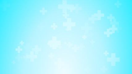 Medical health blue cross pattern background. Abstract healthcare technology and science concept.