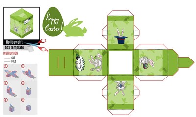green square box for easter template. magic hares