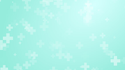 Abstract medical green blue cross pattern background.