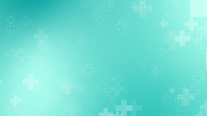 Naklejka na ściany i meble Abstract medical green blue cross pattern background.