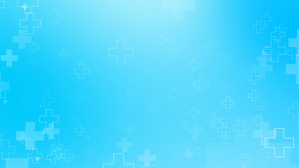 Fototapeta na wymiar Abstract medical health blue cross pattern background.