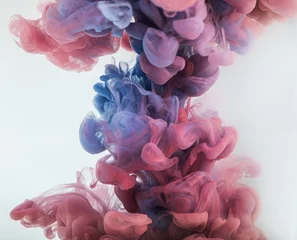 Stof per meter Purple splash of paint ink in water, liquid color backdrop © BestForYou
